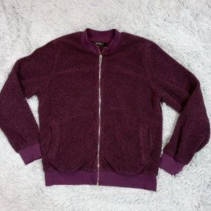 Mirol Womens Sweatshirt Jacket Purple Medium Shacket Fleece Zip Up‎ Pockets